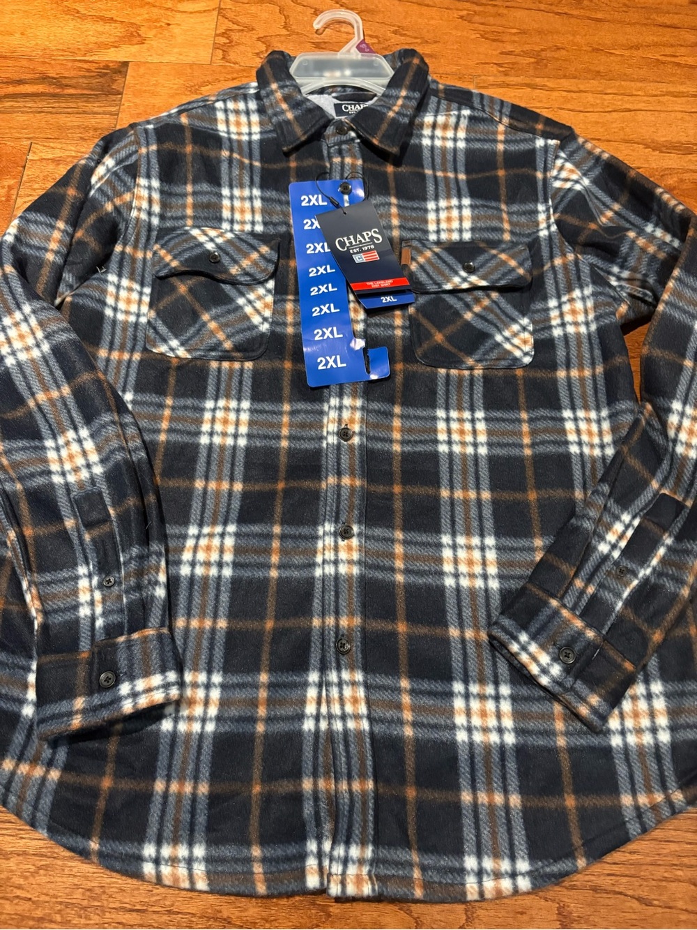 Chaps Preppy Farmcore NWT Men's Black & Brown Plaid Flannel Shirt - 2XL